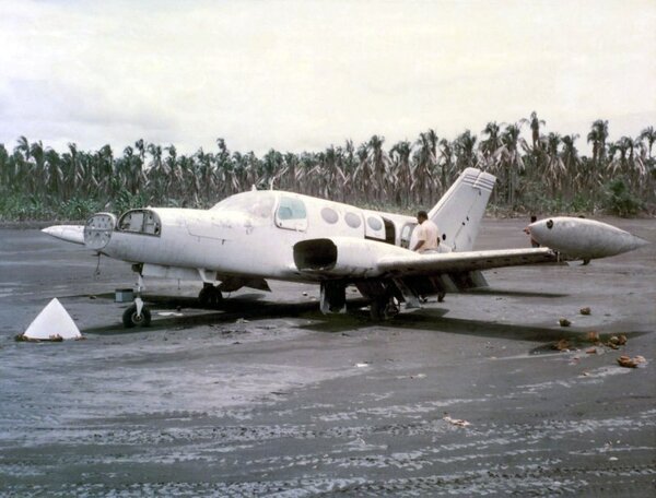 Cessna 402 at Rabaul airport aftermath.jpg