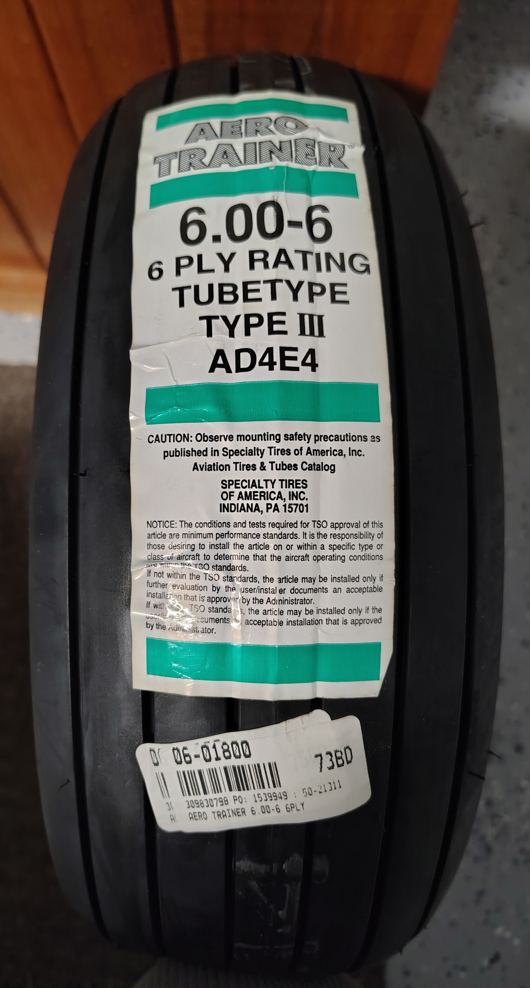 More information about "2 X Aero Trainer Tyres 6.00-6 6 ply"